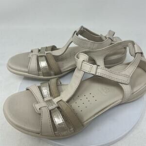 ECCO Women's Flash Beige Leather Ankle Strap Size 5-5.5